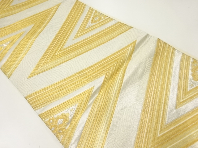 アンティーク　菱に花・波模様織出し袋帯（材料）